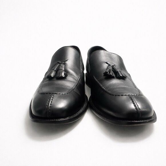 Johnston & Murphy Mens 13M Black Leather Tassel Loafers Dress Shoes